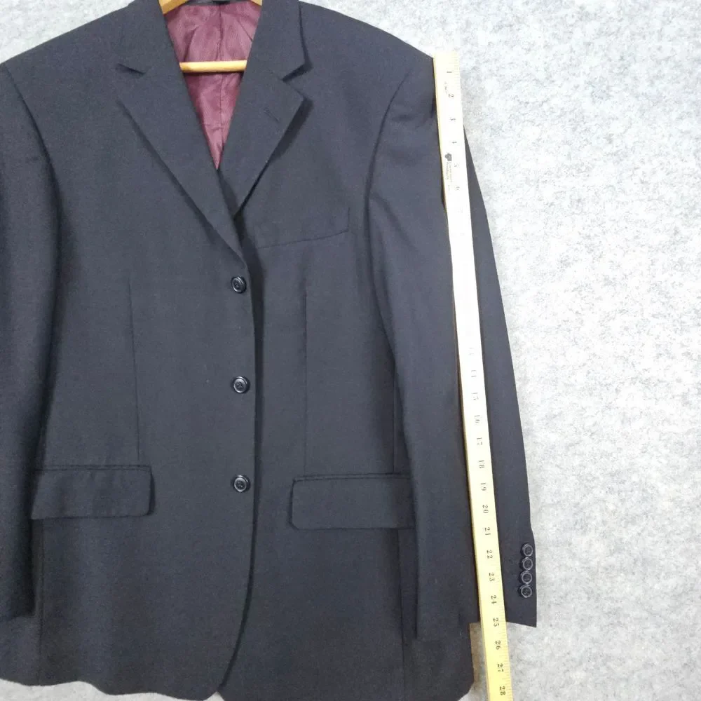 Giorgio Cosani Men's Black Blazer Size 44R 100% Wool Super 140s Hand Tailored‎